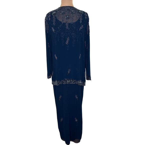 J Kara Evening Gown w Jacket 10/12 Mother Of The Bride Special Occasion Beaded - Picture 2 of 11
